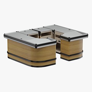 3D model Shop Checkout Counters Light Wood