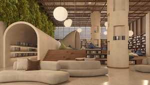 3D Modern Book Store Book Shop Interior