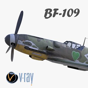 3D model BF-109 German fighter V-Ray materials