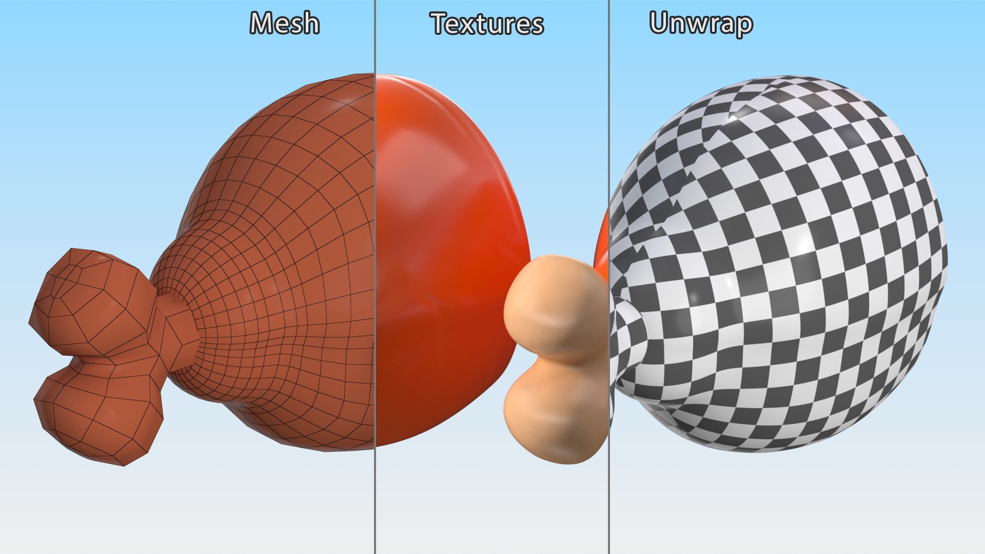 3D Cartoon Stylized Meat Slice With Bone - TurboSquid 2434428