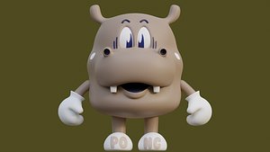cartoon hippopotamus model