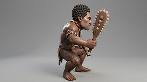 Pacific Islander Character Standing 3D Print Ready Warrior Miniature Figure Tabletop Model model