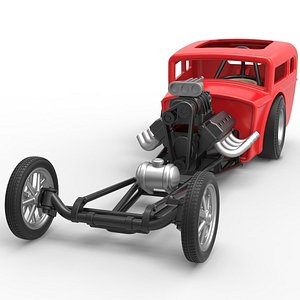 3D Diecast Front engine old school dragster with shell Scale 1 to 25 model