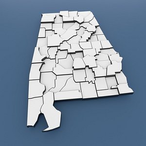 Alabama Counties - Map of United States of America USA 3D model