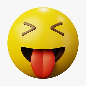 Tongue out yellow ball Emoticon Emoji or Smiley 3D model