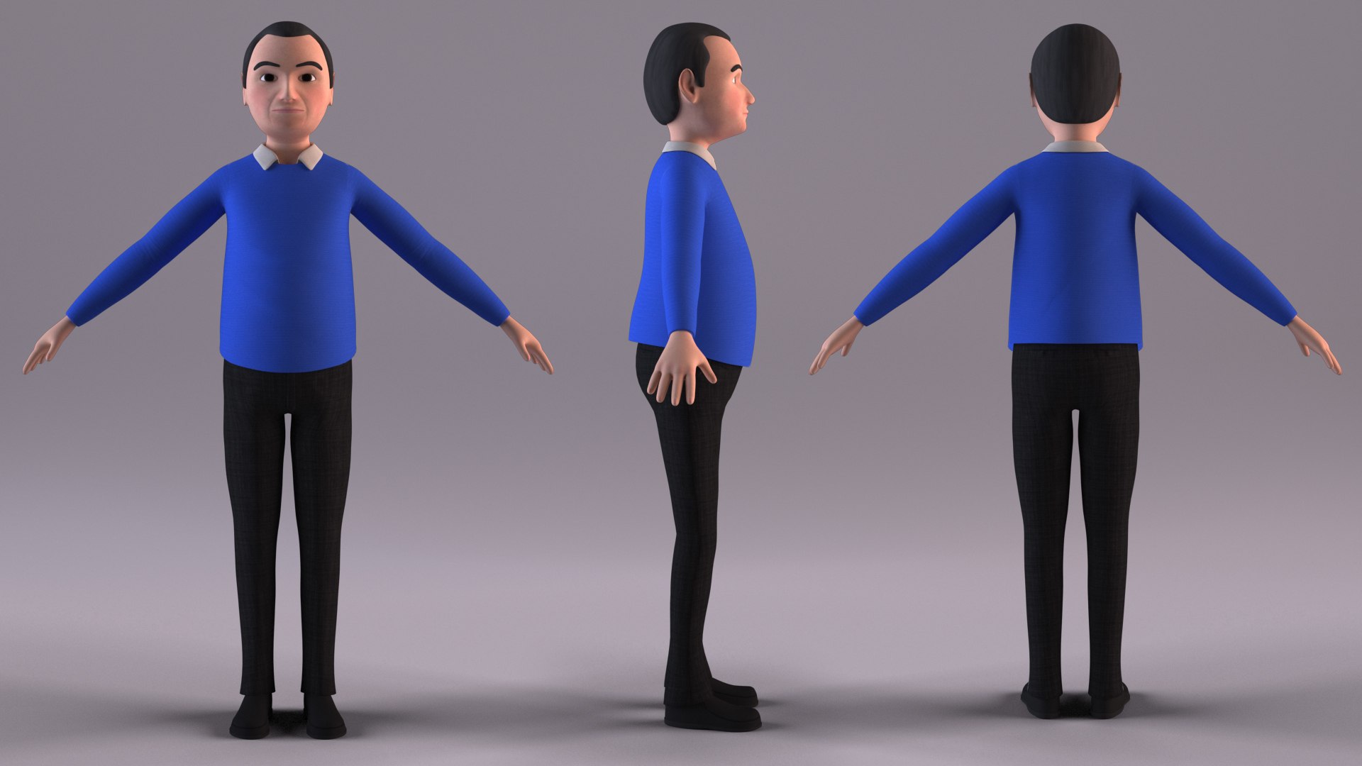 Cartoon Man 3D https://p.turbosquid.com/ts-thumb/9e/pKqjYU/KE/3/jpg/1677884085/1920x1080/fit_q87/9ee78d9a0543572aeabd27174cdfa457b89f7851/3.jpg
