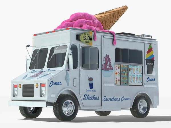 3D realistic ice cream truck