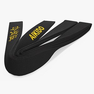 3D Aikido Black Obi Belt model