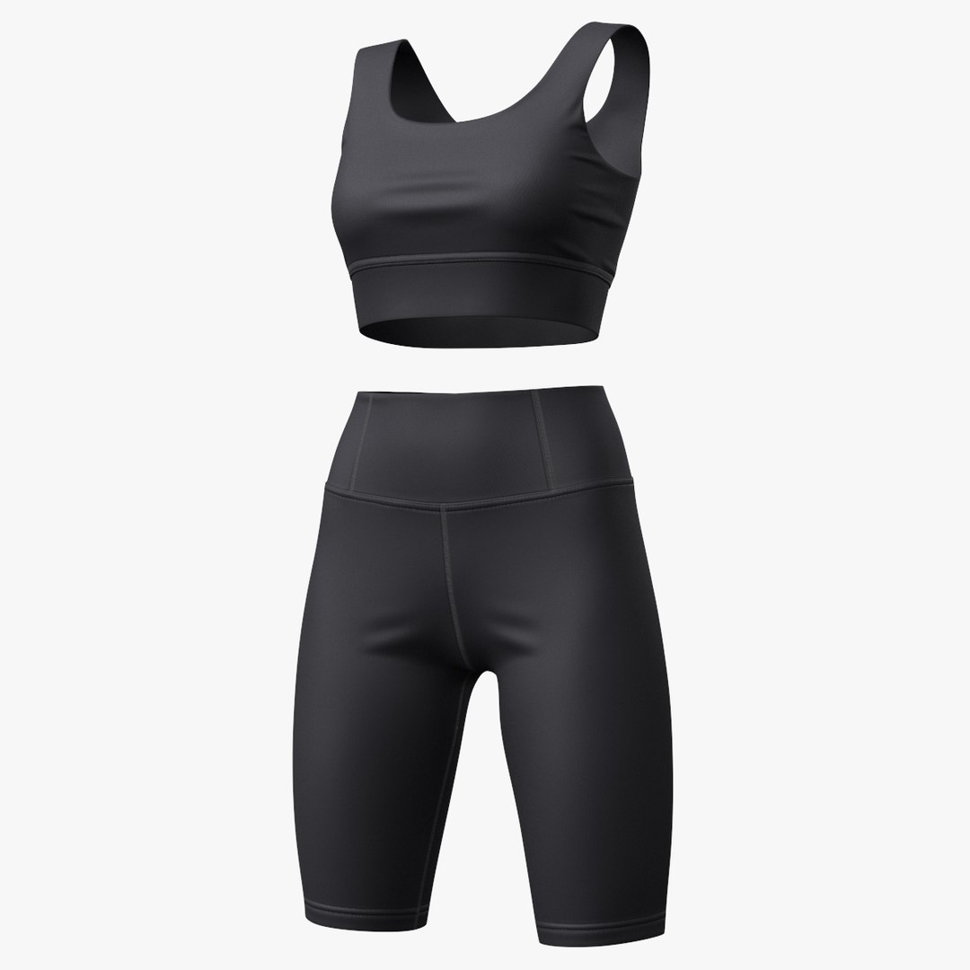 3D Cycling Shorts And Top Black PBR TurboSquid 1929252