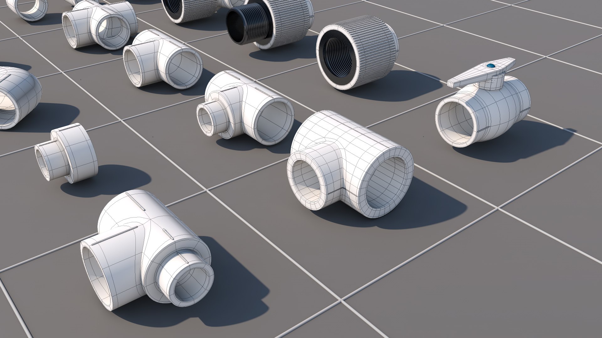 3D Model Water Pipe Fittings Pvc - TurboSquid 1727325