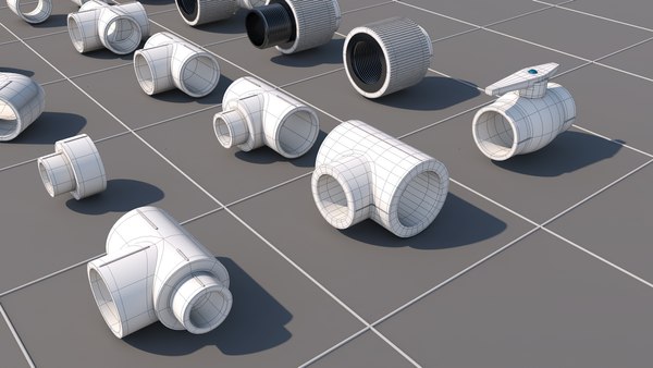 3D model Water pipe fittings pvc - TurboSquid 1727325