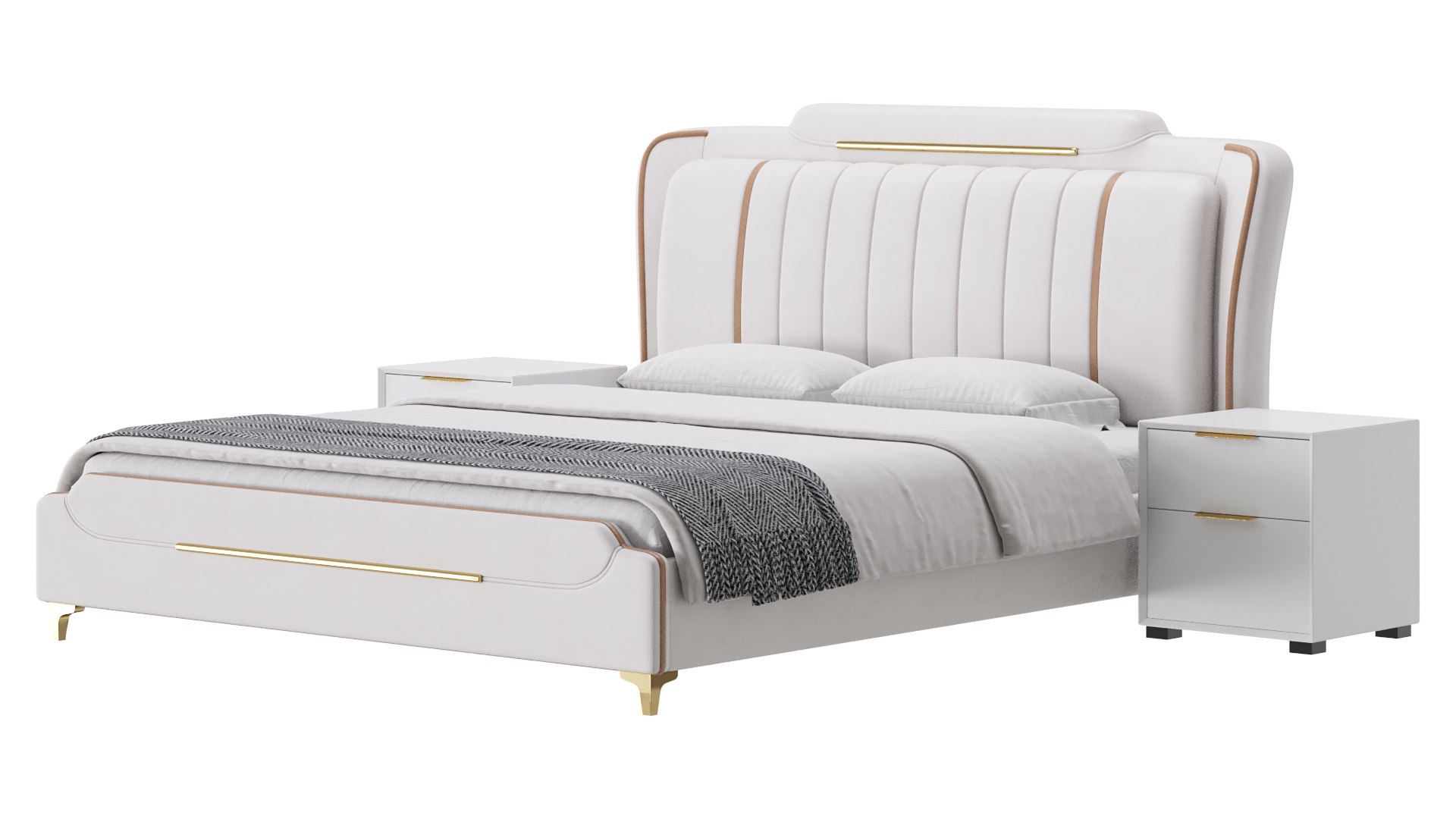 Queen Size Upholstered Headboard Bed 3D Model - TurboSquid 2230245