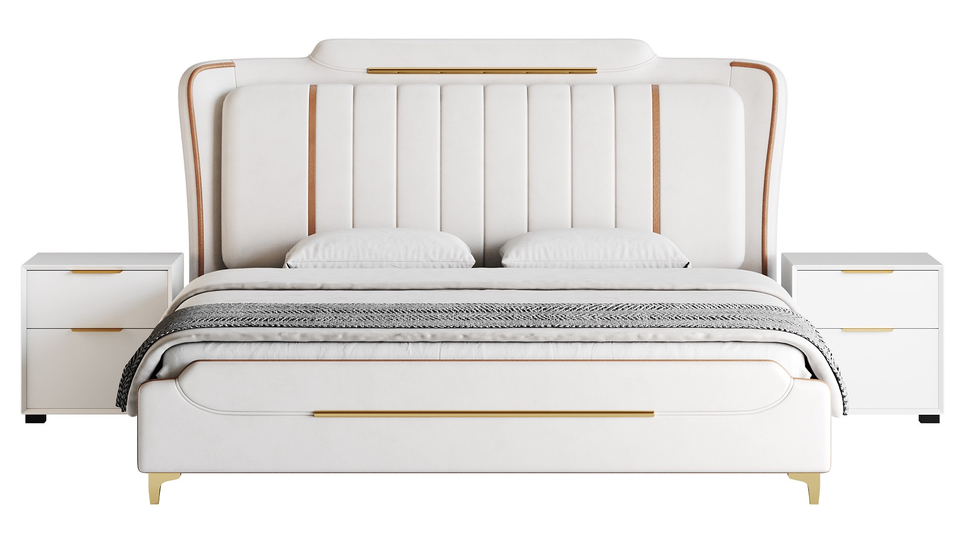 Queen Size Upholstered Headboard Bed 3D Model - TurboSquid 2230245