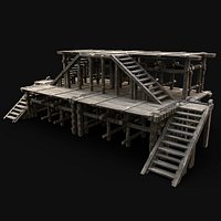 PIER PLATFORM WOODEN WATCHTOWER BRIDGE CONSTRUCTION