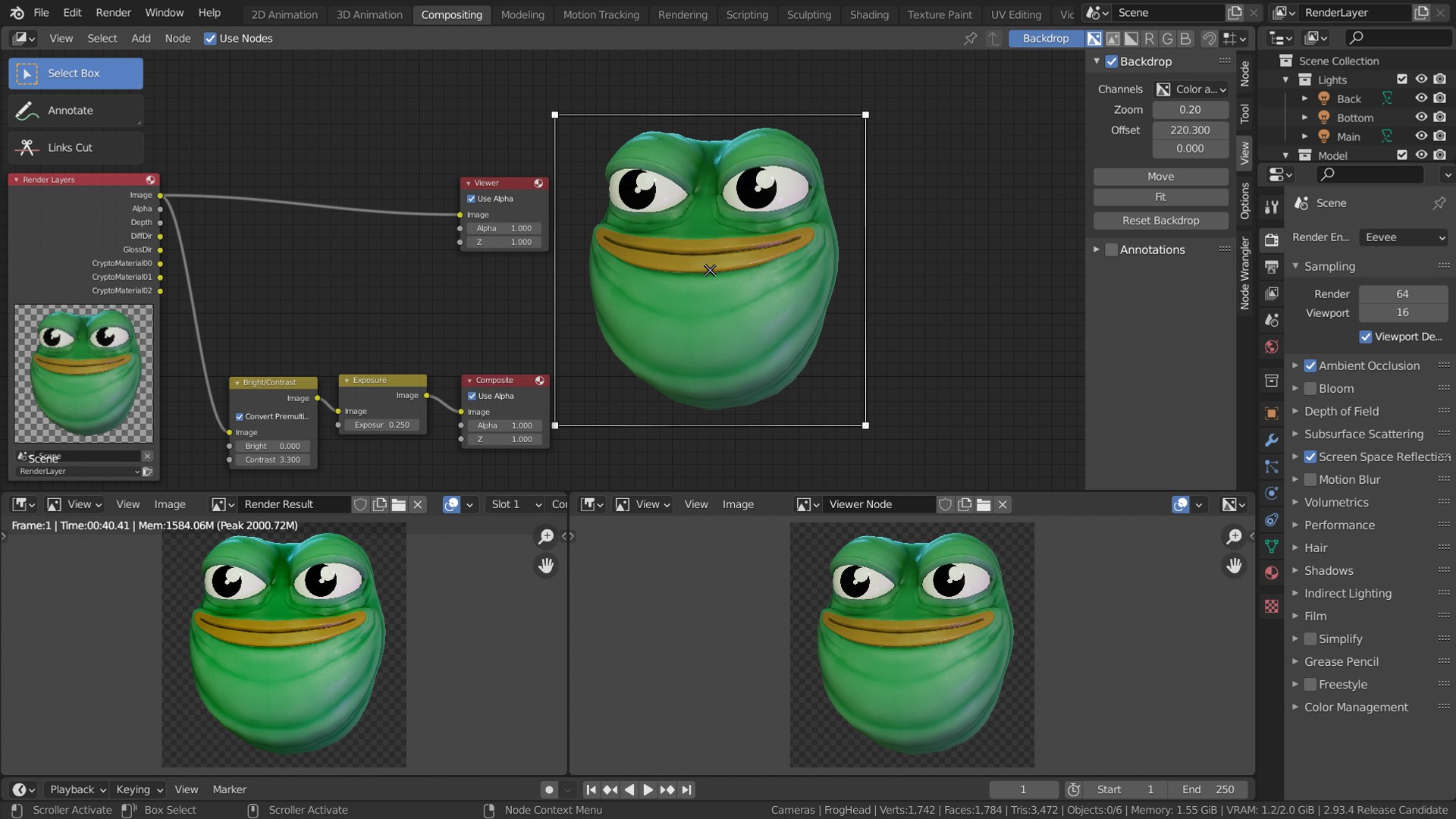 Pepe the frog head 3D model https://p.turbosquid.com/ts-thumb/9f/EdDQCc/9n/screenshot_blender_2/png/1633671672/1920x1080/fit_q87/54b2ffd4ce6373ec945052bb1dc6bad93a482d40/screenshot_blender_2.jpg
