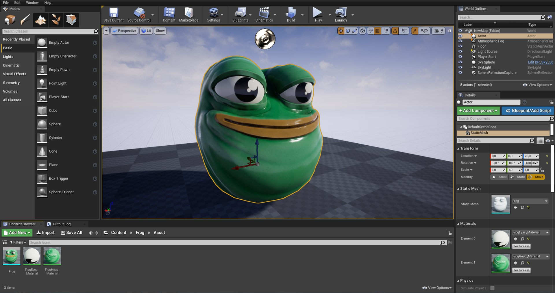 Pepe the frog head 3D model https://p.turbosquid.com/ts-thumb/9f/EdDQCc/kG/screenshot_ue4_1/png/1633672025/1920x1080/fit_q87/a9d4c15d3d4d9e8407edad0d3943ce4ddc0e165a/screenshot_ue4_1.jpg