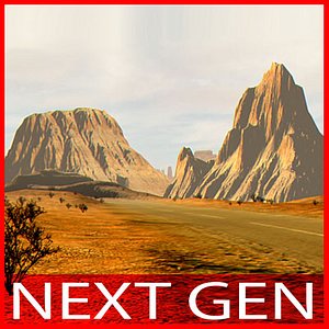 3d model normal mapped mountains