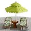 Beach umbrella and chaise longue set 6