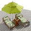 Beach umbrella and chaise longue set 6