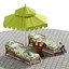 Beach umbrella and chaise longue set 6
