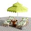 Beach umbrella and chaise longue set 6