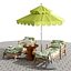 Beach umbrella and chaise longue set 6