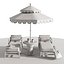 Beach umbrella and chaise longue set 6