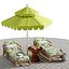 Beach umbrella and chaise longue set 6