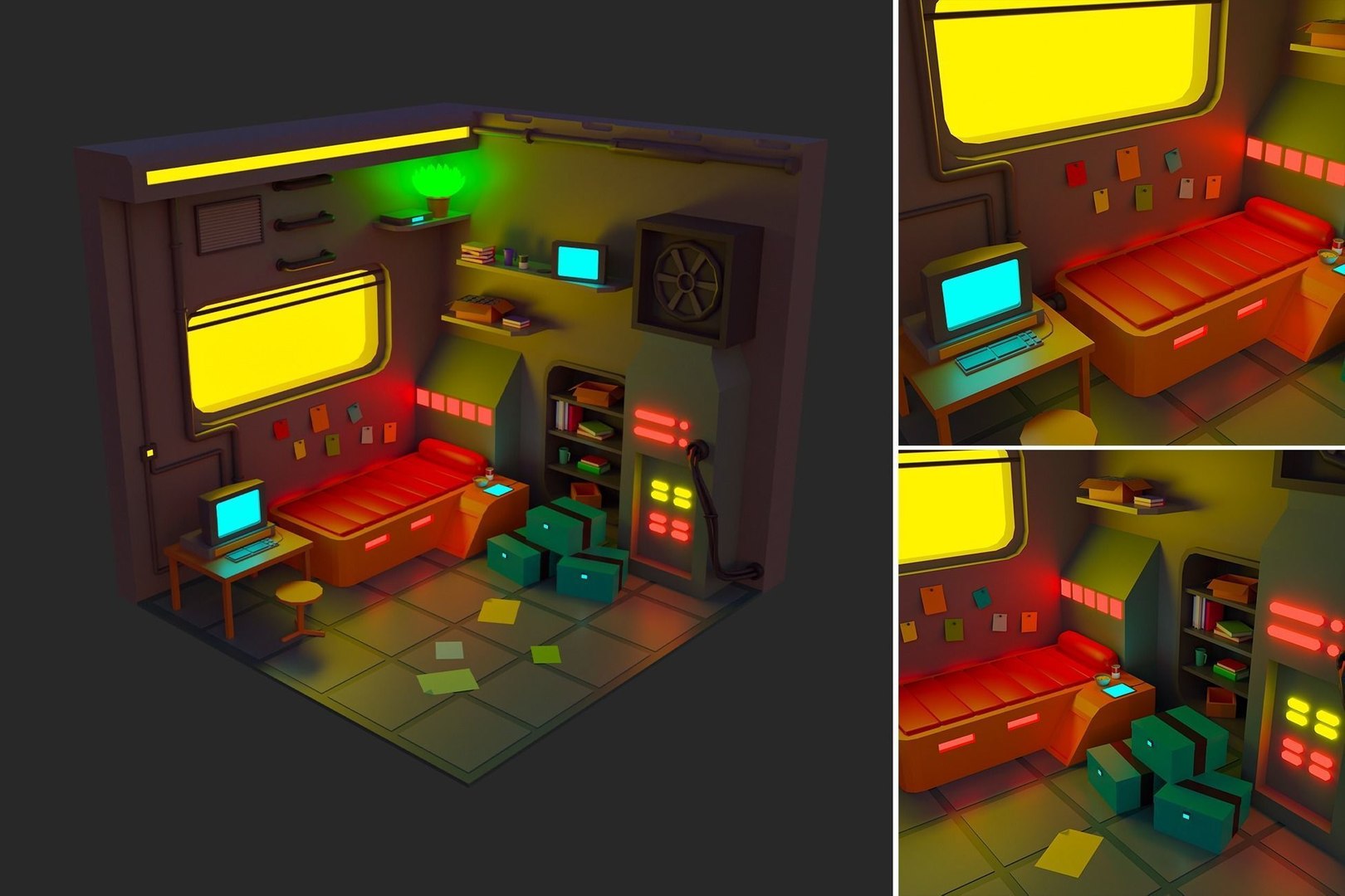 3D Low Polyt Sci-fi Rooms Interiors - TurboSquid 2120360