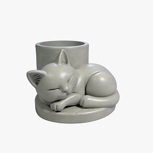 Sleeping Cat Pen Holder Cozy Desk Organizer STL File 3D Printable File 3D