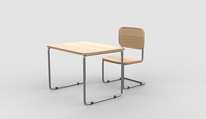School Desk and Chair 03 3D model 3D