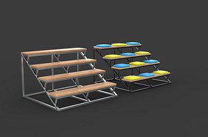 Steps of a library 3D model 3D model