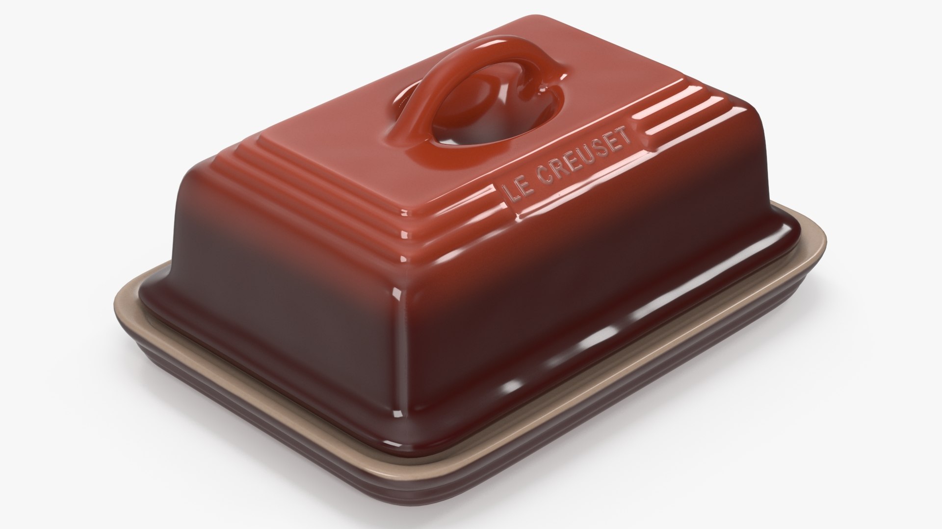Butter Dish Le Creuset Red 3D model preview