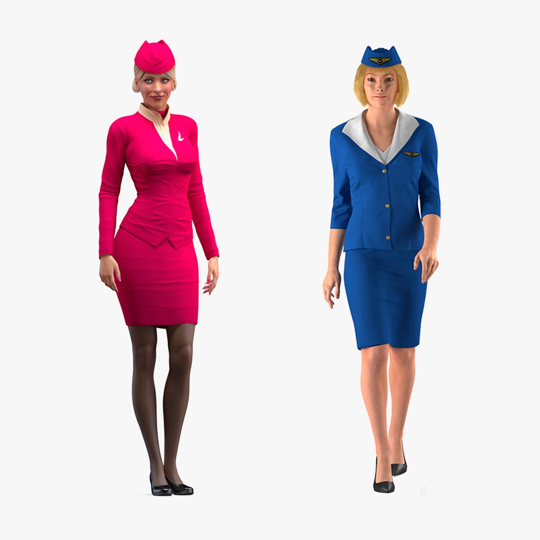 Rigged Stewardesses Collection 3D model preview