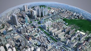 3D urban building backgrounds korean