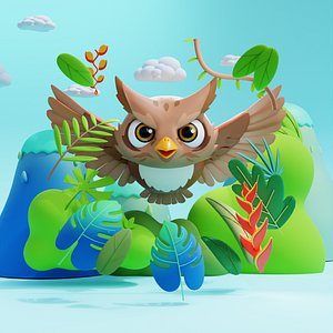 3D Cute Eye Owl Animal
