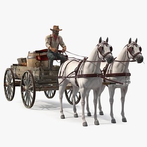 Gold Rush Miner with Wagon and Horses