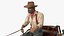 3D Gold Rush Miner with Wagon and Horses model