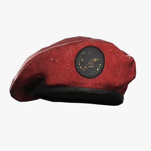 3D Red Military Beret - Game Ready Model