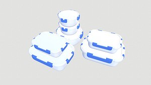 3D model Lunch Box Glass Meal Prep Containers