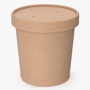 Kraft Paper Food Cup with Vented Lid Disposable Ice Cream Bucket 16 Oz 450 ml Mockup