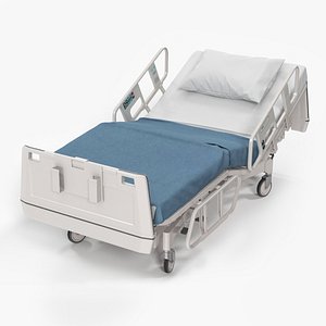 Hospital Bed with Adjustable Side Rails Rigged for Maya