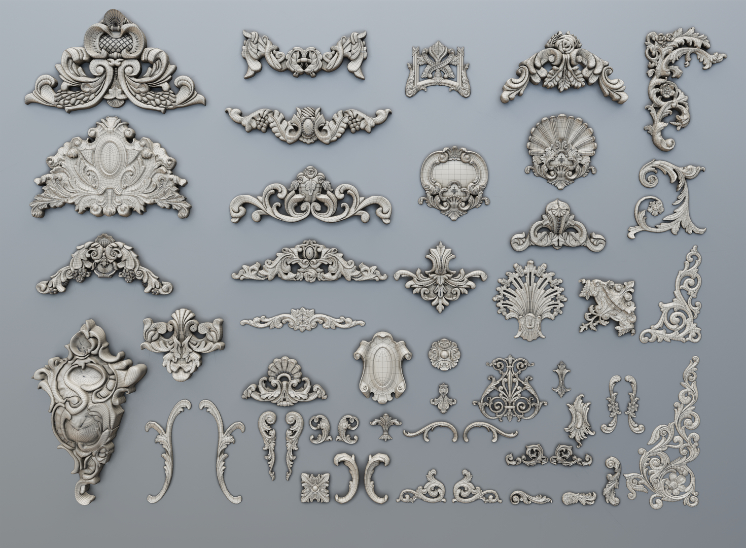 modelo 3d 40 ornamentos barrocos - TurboSquid 1331235