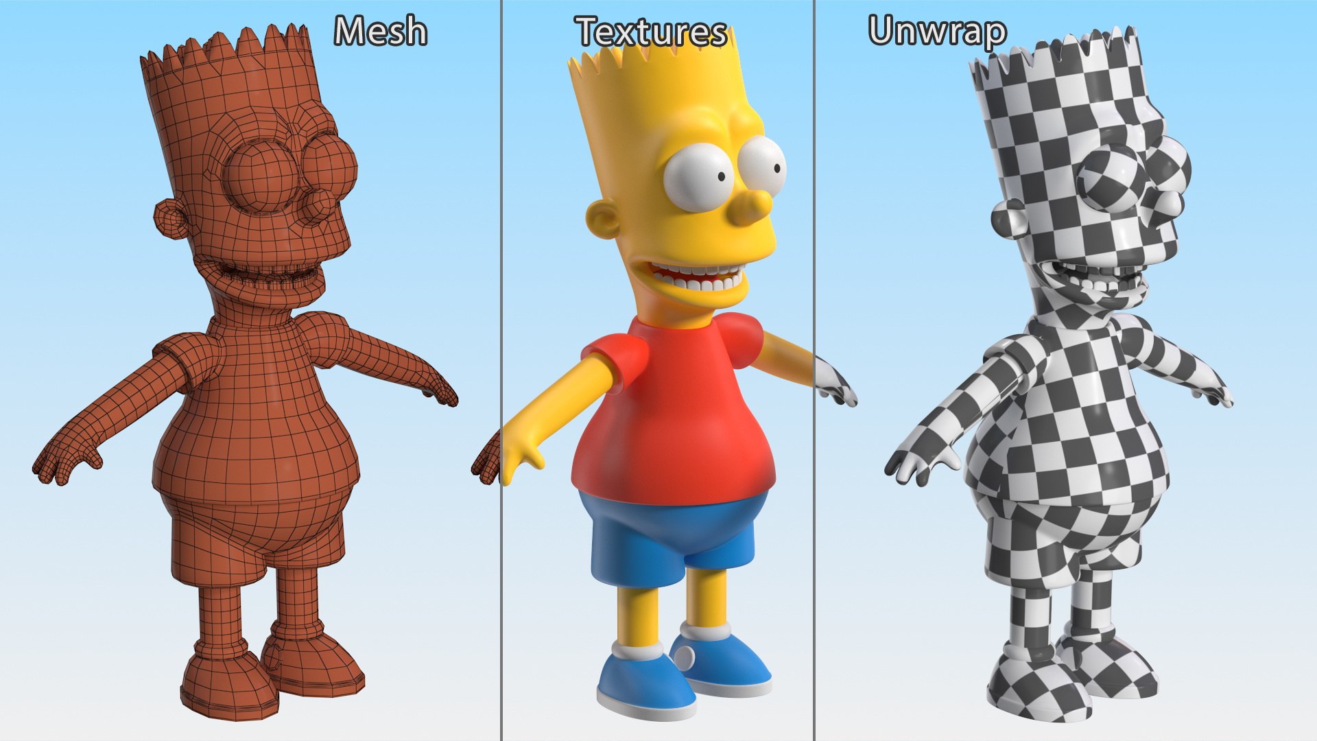 Bart Simpson Character A-pose 3D model https://p.turbosquid.com/ts-thumb/9g/REwaAO/9V/bartsimpsoncharacteraposemb3dmodel012/jpg/1662836919/1920x1080/fit_q87/51b78bbe7ae37c86e5b1d8a1393eb77f2a9d1fb9/bartsimpsoncharacteraposemb3dmodel012.jpg