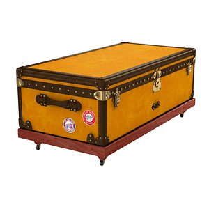 1900s Yellow Canvas  Steamer Trunk