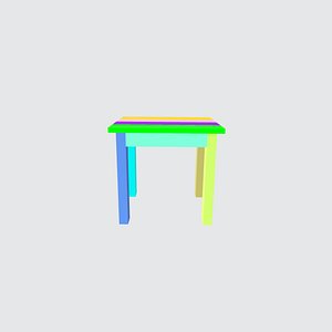 colorful wooden small and simple table 3D