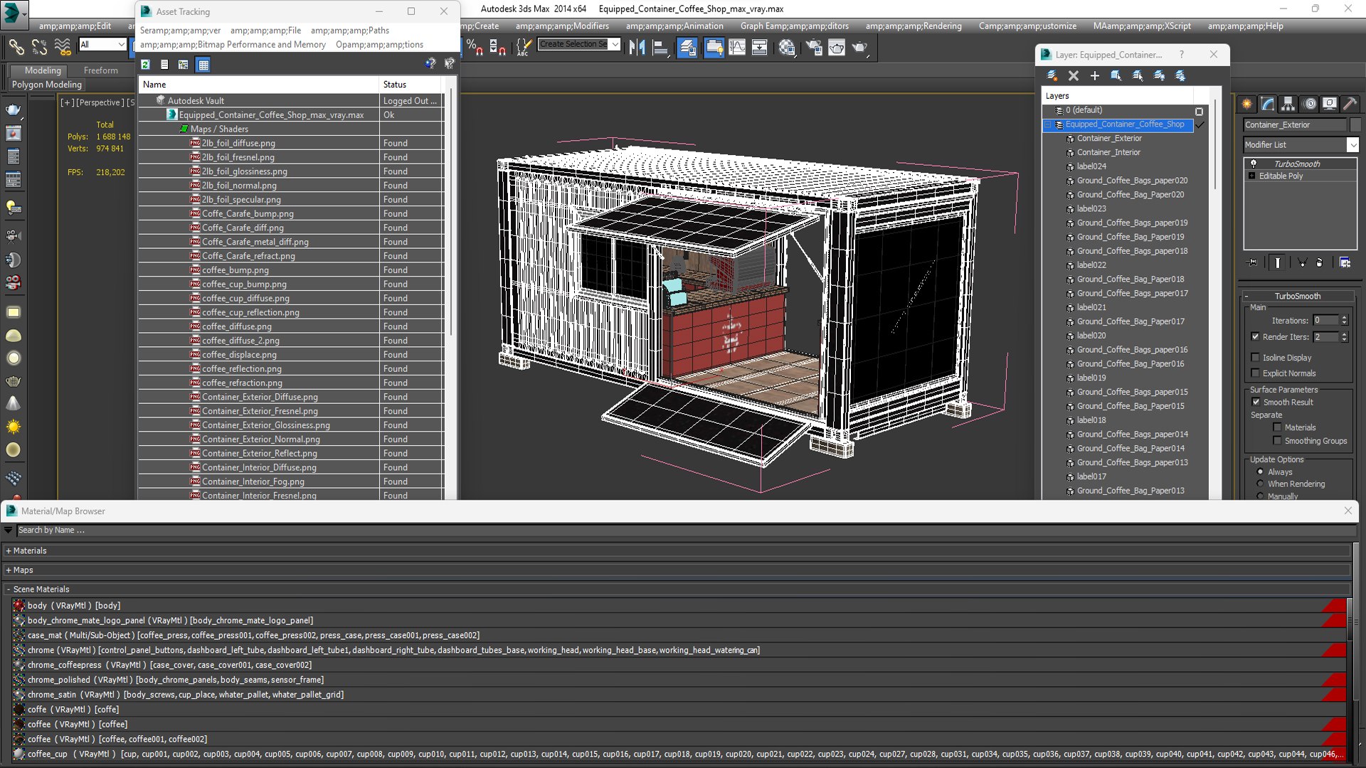 3D Equipped Container Coffee Shop - TurboSquid 2155581