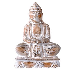 Antique Wooden Sitting Buddha 3D model