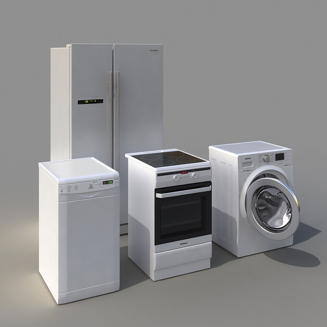 3d Indesit Kitchen Appliances Set Model