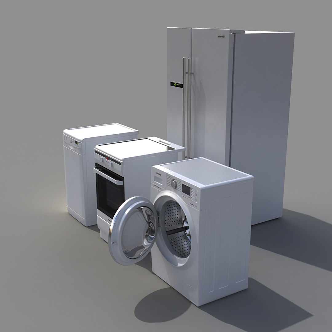 3d Indesit Kitchen Appliances Set Model